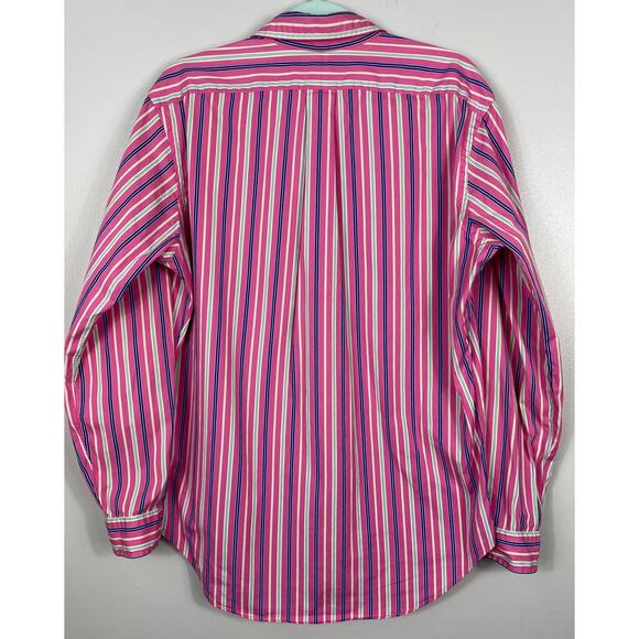 Ralph Lauren Classic Fit Bold Striped Button Down Shirt Pink Multi Medium - Picture 9 of 13